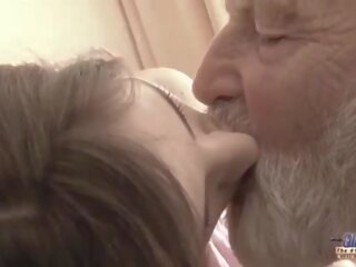 Old Young - Big dick Grandpa Fucked by Teen she licks thick old man pecker
