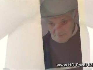 Redhead is fucked by her partner followed by a grandpa
